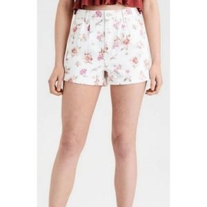 American Eagle Floral Print Denim Mom Shorts Size 8